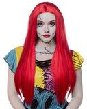 Red Sally Wig for Adult Women, 60 CM Long Straight Red Wig Middle Parting Synthetic Hair Wig+ Wig Cap for Halloween Christmas Sally Costume Party