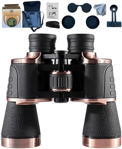 20X50 Binoculars, Hunting Birding Stargazing Concert Travel Adult Outdoor Viewing Games, Large Wide Angle BAK4 Prism Shimmer Night Vision FMC Multilayer Green Film. (Bronze)
