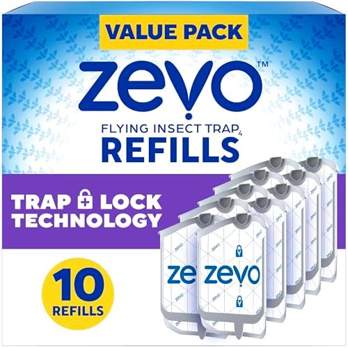 ZEVO Flying Insect Trap Refill - for The MAX & Standard Indoor Fly Trap - Catch Gnats, House & Fruit Flies - Easy to Use - Mess-Free Disposal (10 Refill Cartridges)