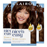 Clairol Nice'n Easy Permanent Hair Dye, 4W Dark Mocha Brown Hair Color, Pack of 3