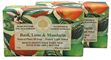 Wavertree & London Basil Lime & Mandarin Scented Natural Soap (2 Bars), 7oz Moisturizing French Triple Milled Soap Bars enriched with shea butter - Pure Plant Oil Bath & Body Soap for All Skin Types