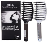 Boar Bristle Hair Brush set – Curved and Vented for Wet and Dry Detangling Hair Brush for Women Long, Thick, Thin, Curly & Tangled Hair Vent Brush - Stocking Stuffers Gift kit