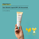 MyCHELLE Dermaceuticals Sun Shield SPF 28 Unscented (2.3 Fl Oz) - Soothing Reef Safe Sunscreen with Vitamin E and Aloe - Travel Size Zinc Sunscreen for Face and Body