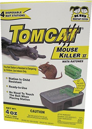 Tomcat Mouse Killer II, 4-Pack (Kid Resistant Disposable Mouse Bait Station)
