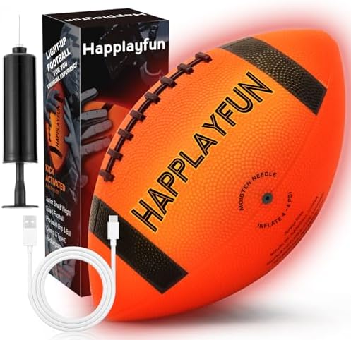 Light Up Football Gifts for Boys 8-12: LED Youth Glow in the Dark Footballs Size 6 Kids Games Cool Toys 8-13 , Easter Basket Stuffers for Teens 6 7 9 10 11 12 13 Year Old Boy Girl Birthday Gift