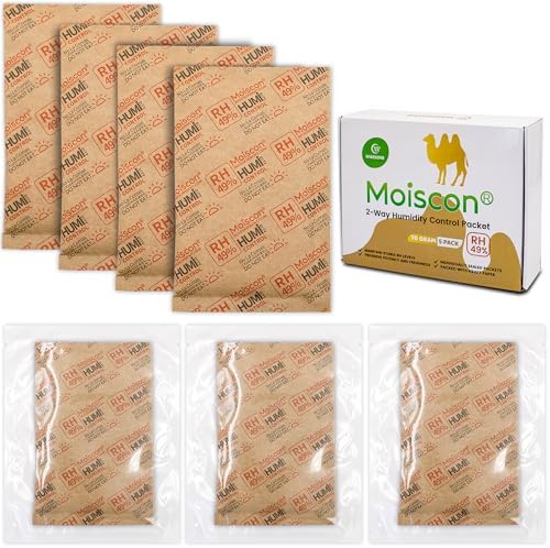 Wisesorb 70 Gram 5 Pack 49% Two-Way Humidity Packs for Wooden Instrument, Size 70 for Music Instrument Cases, Hydration Humidity Humidifier Moisture Control Packets Individually Wrapped