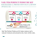 Nail Tek Kit, Pedicure Foundation 3, Protection Plus 3, Renew - 3 pc, Repair and Reinforce Dry, Brittle Nails, Prevents Nails Discoloration