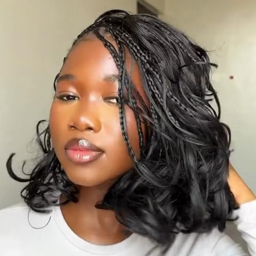 8 Inch French Curl Crochet Braids 9 Packs Black Goddess Box Braids Pre Looped Crochet Hair with Bouncy Curly Ends Synthetic French Curly Braiding Hair for Kids Girls Women