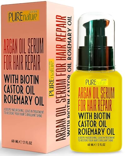 Moroccan Argan Oil Hair Serum - Rescue Frizzy and Damaged Locks - With Heat Protectant and Straightening Properties - Hydrating Anti Frizz Products For Curly and Straight Hair with Split Ends