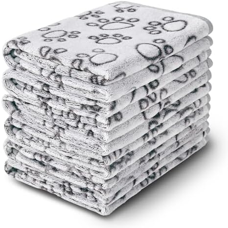 Luciphia 1 Pack 6 Dog Blankets Cat Soft Fluffy Fleece Pet Blanket Warm Cute Print Design Puppy Kitten Doggy Paw Grey Large(41"x31")