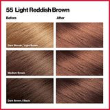 Revlon ColorSilk Beautiful Color Permanent Hair Color, Long-Lasting High-Definition Color, Shine & Silky Softness with 100% Gray Coverage, Ammonia Free, 55 Light Reddish Brown, 3 Pack