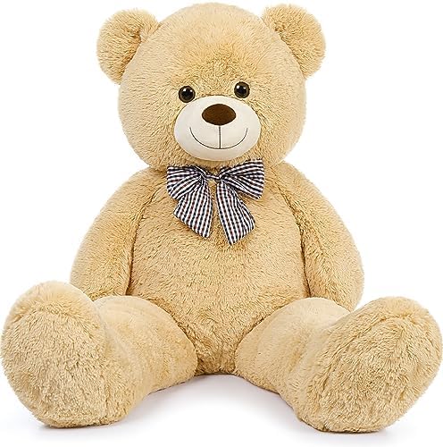 MorisMos Giant Teddy Bear Stuffed Animal 4FT, Big Teddy Bear Plush for Kids, Large Brown Bear for Girlfriend, 47in