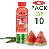 OKF Watermelon with Aloe Vera Drink, Sweet and Refreshing W/ Chewable Aloe added. Real Watermelon Juice and Real Aloe Vera Gel Added, 16.9 Fluid Ounce (Pack OF 10)