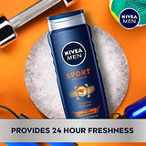 NIVEA MEN Sport Body Wash with Revitalizing Minerals, 16.9 Fl Oz Bottle Pack of 3