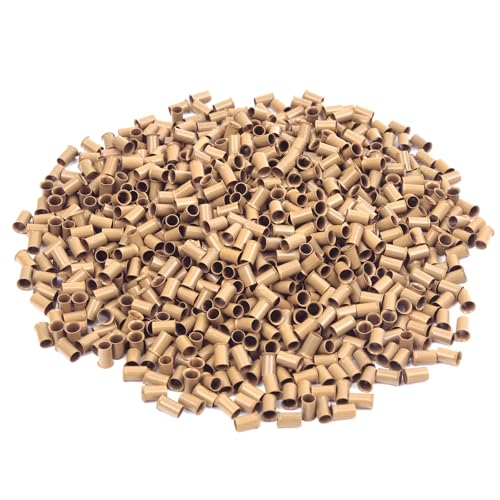 Vlasy Micro Rings Links Beads,3.4mm Microlink Beads Non-Silicone Copper Tubes Microbead for Hair Feathers,I-Tip Hair Extensions (1000Pcs, Light Brown)