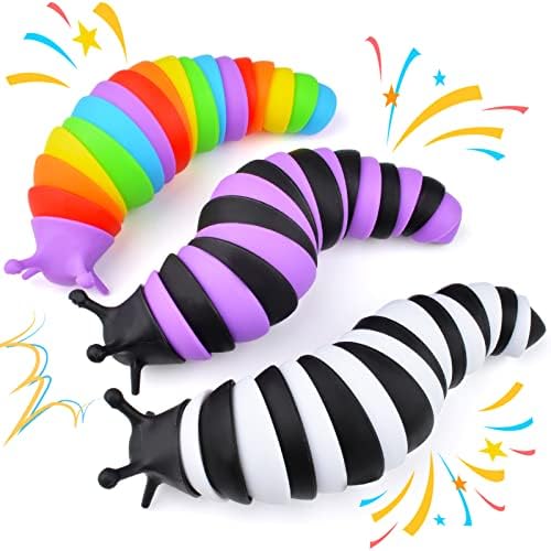 Cevioce Fidget Slug Toy, Sensory Slug Fidget Toy for Kids & Adults, 3Pcs Cute Autism Sensory Toys for Autistic Children, Kids Easter Basket Stuffers Gifts for Toddler Girls Boys Stress Relief Toy