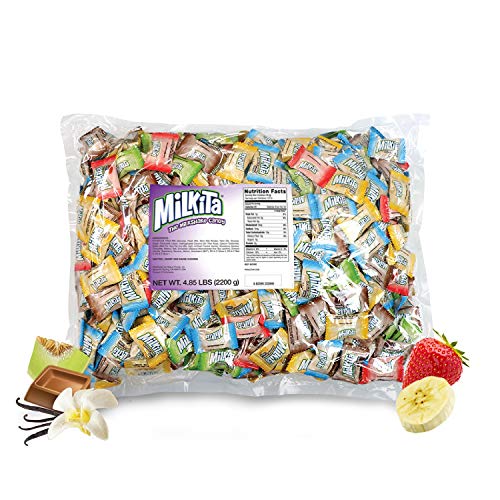 Milkita Creamy Shake Candy Bulk Pack, Gluten Free Chewy Candies with Calcium & Real Milk, Zero Trans Fat, Low-Sugar, Assorted Flavors (Vanilla, Strawberry, Chocolate, Honeydew, Banana), 550 Pcs
