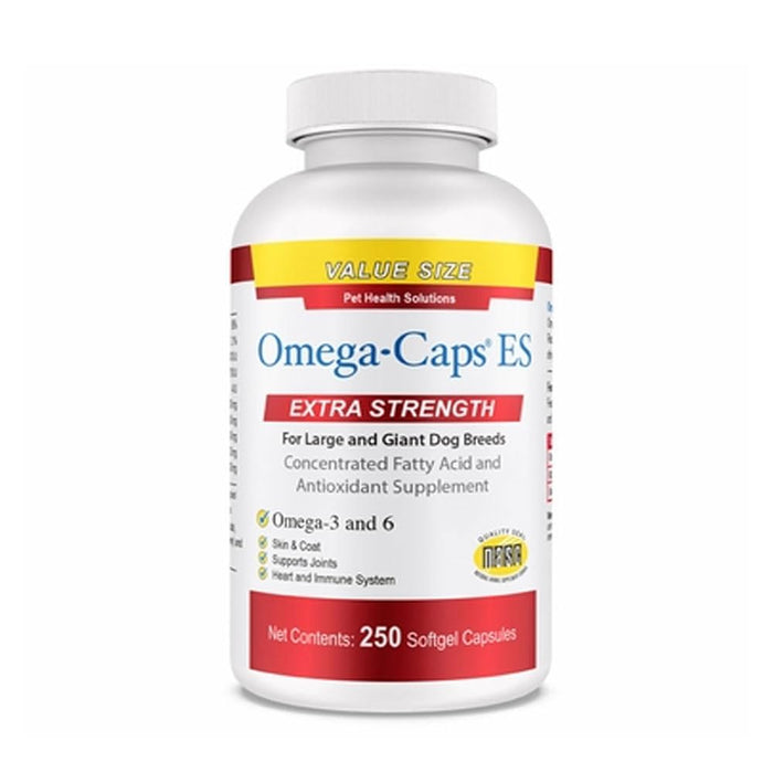 Omega-Caps ES for Large & Giant Dogs - Omega 3, Vitamins, Minerals, Antioxidants - Support Immune System, Joints, Heart, and Brain - 250 Softgel Capsules