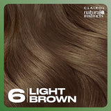 Clairol Natural Instincts Demi-Permanent Hair Dye, 6 Light Brown Hair Color, Pack of 3