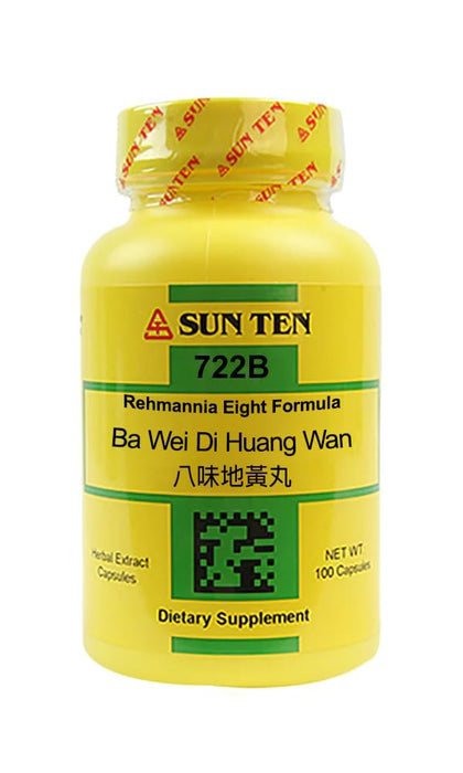 Sun Ten-Rehmannia Eight Formula, 722B 100 Capsules, Ba Wei Di Huang Wan