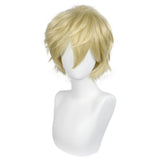 Anogol Hair Cap + Short Blonde Men's Cosplay Wig Loid Forger Cosplay Wig Gilgamesh Cosplay Wig for Halloween Christmas Event Costume Party