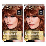 L'Oreal Paris Superior Preference Fade-Defying + Shine Permanent Hair Color, 6R Light Auburn, Pack of 2, Hair Dye