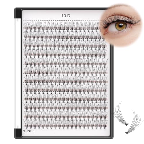 Bodermincer Black/Colored Cluster Lashes 240pcs 20D/40D DIY Eyelash Extension D Curl Long Individual Lashes Mixed Tray Faux Mink Lash Clusters Extensions 8-22mm (10D-10mm)