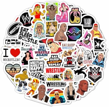 100Pcs Wrestling Stickers and Decals for Water Bottles, Wrestling Birthday Party Decorations, Wrestling Birthday Party Supplies, Wrestling Gifts for Teen Boys and Girls, Gifts for Wrestlers