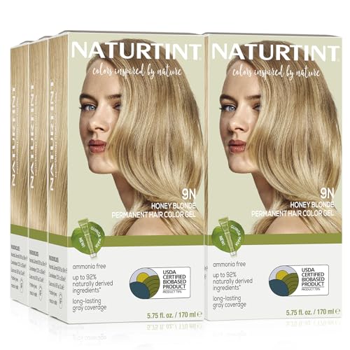 Naturtint Permanent Hair Color 9N Honey Blonde (Pack of 6), Ammonia Free, Vegan, Cruelty Free, up to 100% Gray Coverage, Long Lasting Results
