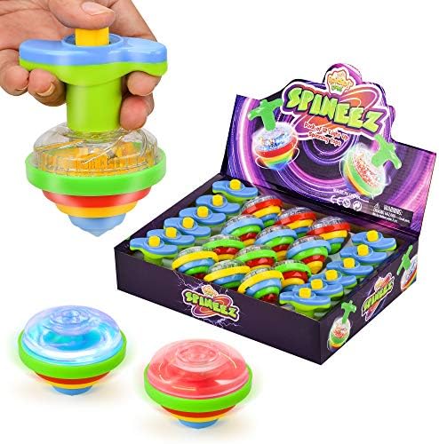 IPIDIPI TOYS Light Up Spinning Tops – LED Spinner Toys for Kids, Party Favors, Christmas Stocking Stuffers, Classroom Prizes, Fun Gifts for Boys and Girls – Blue, Pack of 12