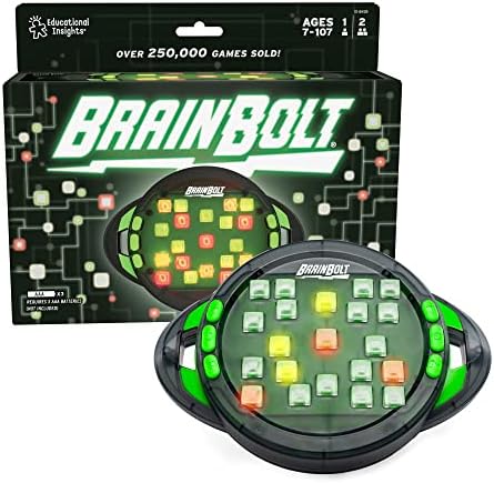 Educational Insights BrainBolt Handheld Electronic Memory Game with Lights & Sounds, Brain Teaser Puzzle Game, Ages 7+