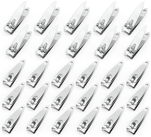 30 Pieces Nail Clippers Flat Toenail Clippers Stainless Steel Toenail Clippers Manicure Pedicure Sturdy Trimmer Set for Men and Women