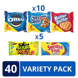 OREO, CHIPS AHOY!, Nutter Butter, SOUR PATCH KIDS & SWEDISH FISH Cookies & Candy Variety Pack, School Lunch Box Snacks, 40 Snack Packs