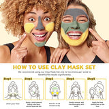 ANAI RUI Turmeric Clay Mask - Green Tea Clay Mask - Dead Sea Minerals Mud Mask, Spa Facial Mask Set, Face Mask Gift Set for Mom 2.5 oz each