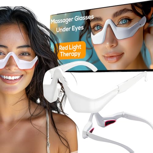 Under Eye Red Light Therapy Glasses, Under Eye Red Light Therapy Device Eye Glasses Massager Red light Therapy for Face Under Eye Device Reduce Dark Circles Relax Eye Strain