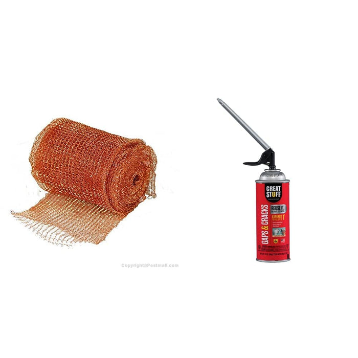 Stuff-fit Copper Mesh for Pest Control (30 Foot) + Great Stuff Gaps & Cracks Foam Sealant (12 oz)