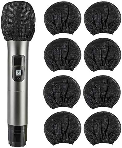 200 Pcs Disposable Microphone Cover Non-Woven Handheld Microphone Windscreen Protective Cap for Recording Room, KTV and Any Shared Environment (Black)