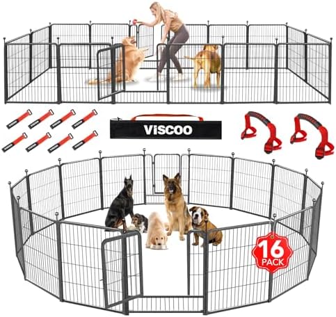 Dog Playpen Outdoor, Dog Pen Indoor 16 Panels 32" H Metal Dog Fence Outdoor, Pet Fence for Large/Medium/Small Dogs, Indoor/Outdoor Puppy PlayPen, Dog Fence Exercise Pen for RV,Camping,Yard