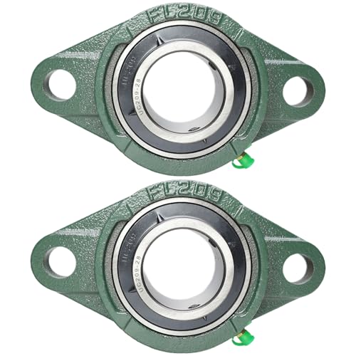 2 Pack UCFL209-28 Pillow Block Bearing – Flange 2 Bolt Mounted Pillow Block Bearings – Bearing Steel Bearings with 1-3/4" Bore - Self-aligning Bearings with Solid Cast Iron Base