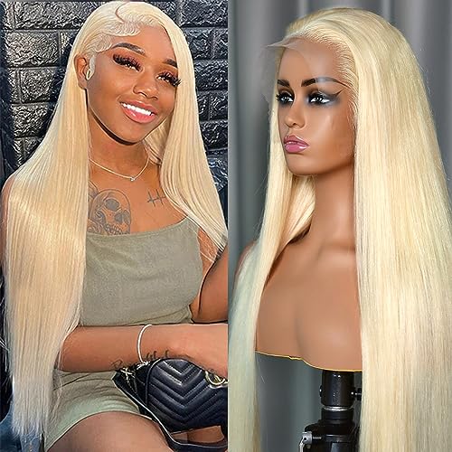30 Inch 613 13x6 Lace Front Wig Human Hair 200 Density 613 Lace Front Wig Human Hair Straight Blonde Wig Human Hair Blonde Lace Frontal Wigs Pre Plucked (30 Inch, 613 13x6 Straight)