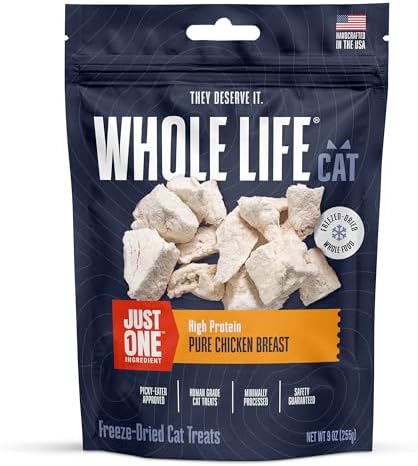 Whole Life Pet Just One Chicken Freeze Dried Cat Treats - Human Grade Cat Food Toppers, High Protein Cat Snacks, Cat Toppers for Food, USA Made Natural Cat Treats - 9 oz (Pack of 1)