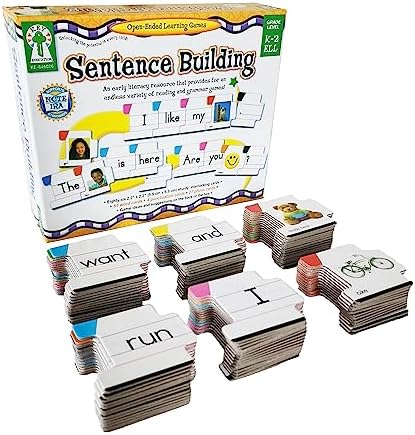 Key Education 86-Piece Sentence Building for Kids, Toys for Speech Therapy, Sight Word Games for Kindergarten, 1st and 2nd Grade Classroom Must Haves, Speech Therapy Activities, Ages 5+
