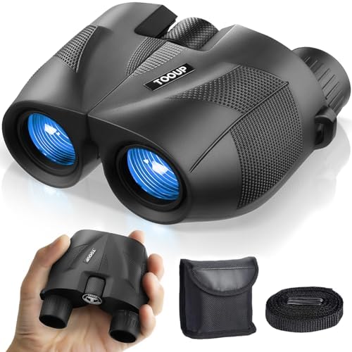 12x25 Compact Binoculars for Adults and Kids - High Powered Binoculars with Clear Low Light Vision and Large Eyepiece, HD Easy Focus Binoculars for Bird Watching, Concerts and Sport Games