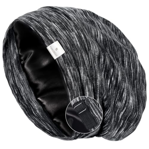 YANIBEST Silk Satin Bonnet Hair Wrap for Sleeping - Adjustable Stay on Silk Lined Slouchy Beanie Hat for Curly Hair and Braids