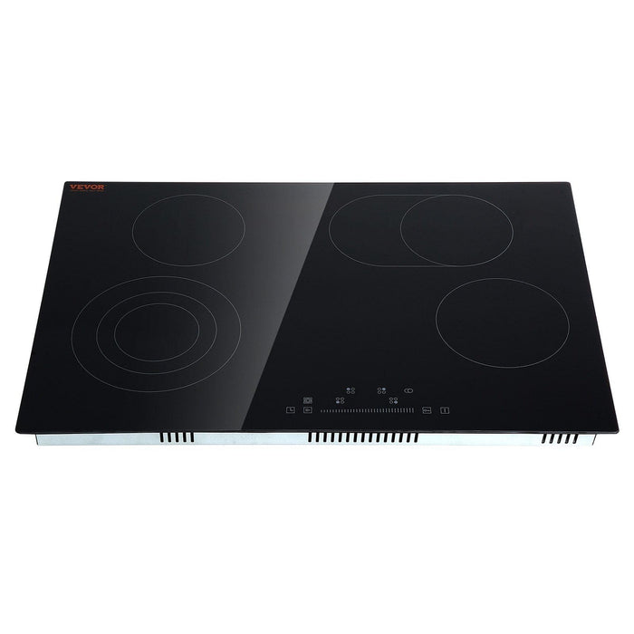 VEVOR Built in Electric Stove Top, 30 inch 4 Burners Ceramic Cooktop, 240V Glass Radiant Cooktop with Sensor Touch Control, Timer & Child Lock Included, 9 Power Levels for Simmer Steam Slow Cook Fry