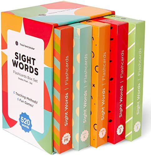 Think Tank Scholar 520 Sight Words Flash Cards (Award-Winning) Dolch & Fry, High Frequency Words - Preschool (Pre K) Kindergarten 1st 2nd 3rd Grade Homeschool (Kids Ages 3, 4, 5, 6, 7, 8, 9) Set