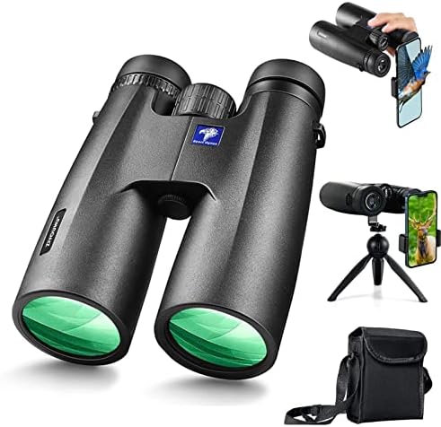 ZIYOUHU12x50 Binoculars for Adults and Kids,Compact Binoculars with Adapter and Foldable Tripod Large View Binoculars,BAK4 Prism & FMC Lens Waterproof Binoculars for Bird Watching Hunting