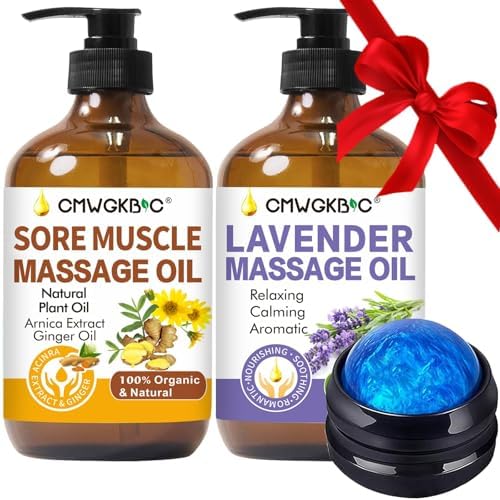 Valentines Day Gifts for Him Her,Gift for Women Men,Massage Oil for Massage Therapy,Lymphatic Drainage-Ginger Oil Sore Muscle Arnica Oil &Lavender Oil Relaxing Massage Oils for Date Night,Massage Ball