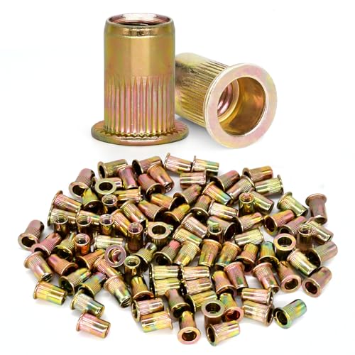 400Pcs 1/4"-20 UNC Rivet Nuts, Zinc Plated Carbon Steel Threaded Rivet Insert Nutsert Rivnuts Kit