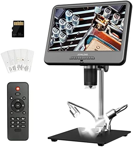 JL210 10.1'' Digital Microscope, Soldering Microscope, Error Coin Microscope for Full View, Electronic Microscope Camera for Electronics Repair, Biological Microscope Slides Kit, 32GB